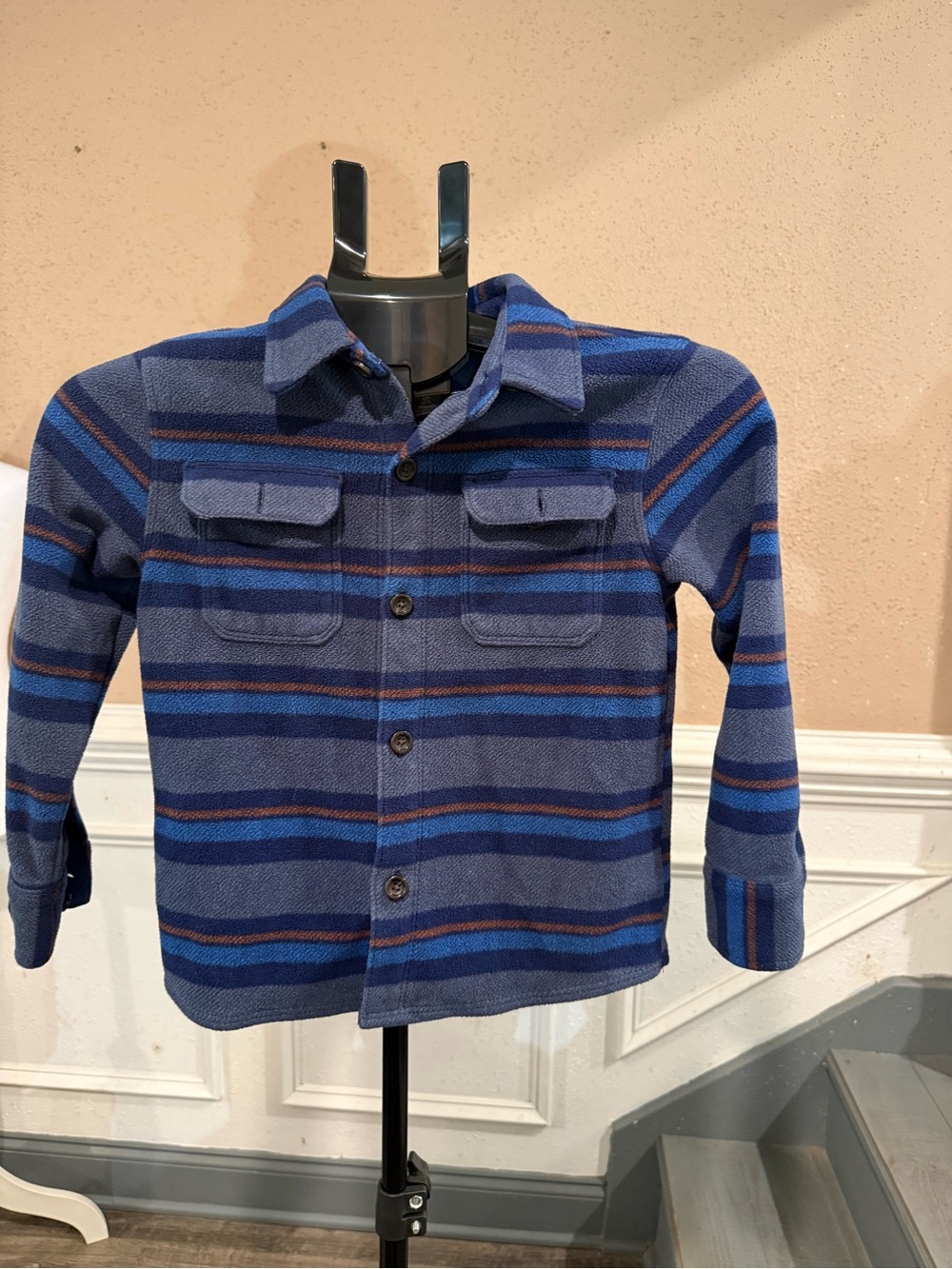 Old Navy Boys Striped Fleece Button-Up Shirt